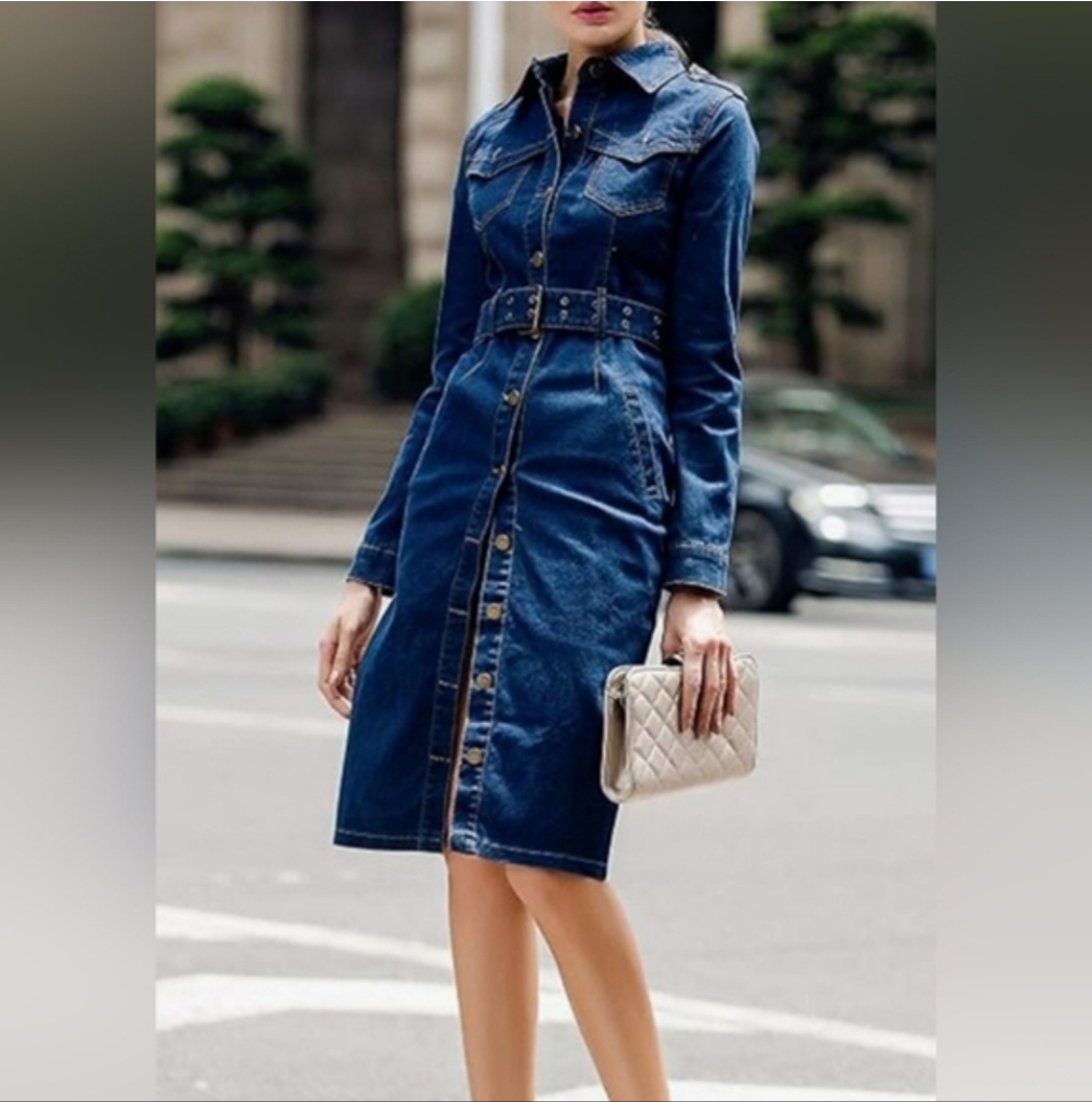NWT Women's Denim Button-Down Dress Size XL